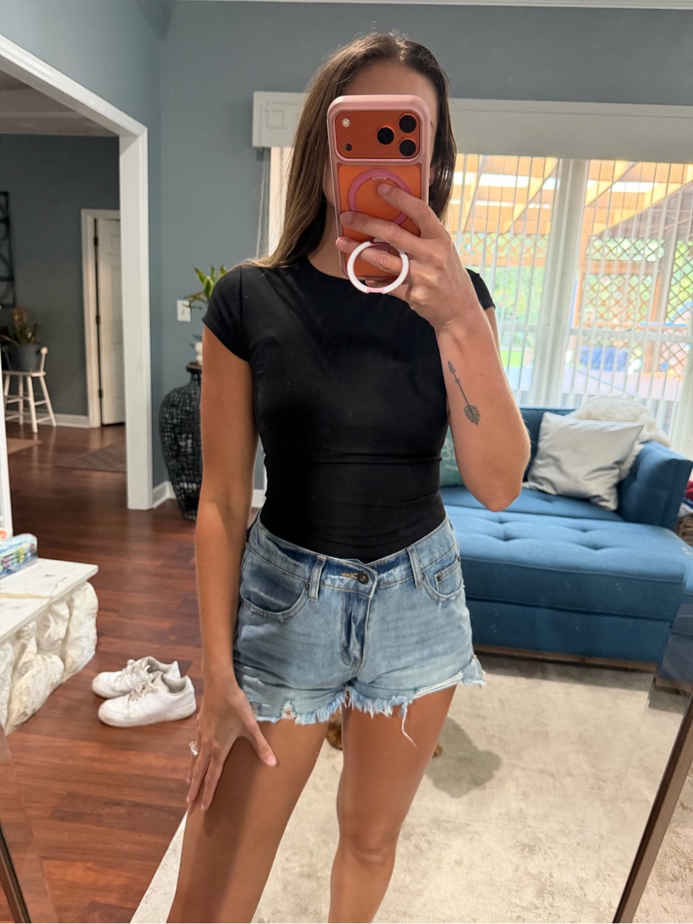Garage Black Fitted Short Sleeve Top